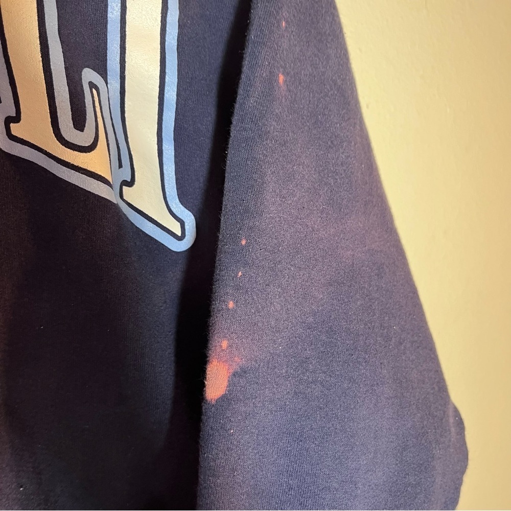 Vintage 90s Jerzees Super Sweats Denali Hoodie Navy Blue Distressed Large - Picture 5 of 13